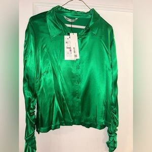 Green satin like shirt